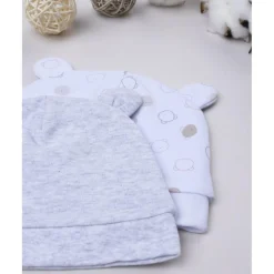 Prenatal Pack 2 gorros de recién nacido en crema y gris con orejitas* Recién Nacido·Primeras Salidas|Primeras Salidas·Gorros, Viseras Y Manoplas