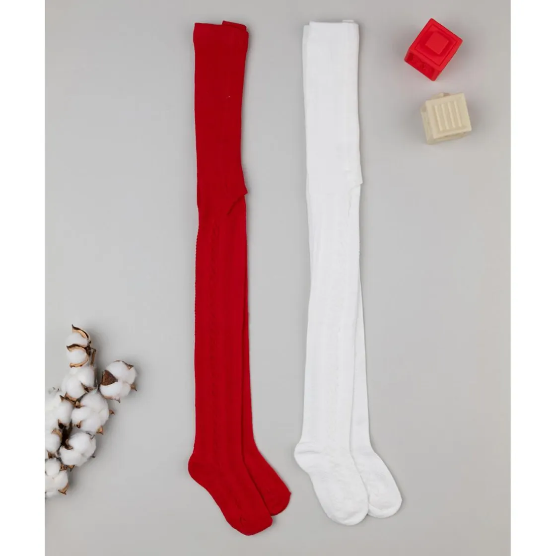 Prenatal Pack 2 leotardos de niña rojo y blanco* Calzado Y Accesorios·Accesorios Y Complementos