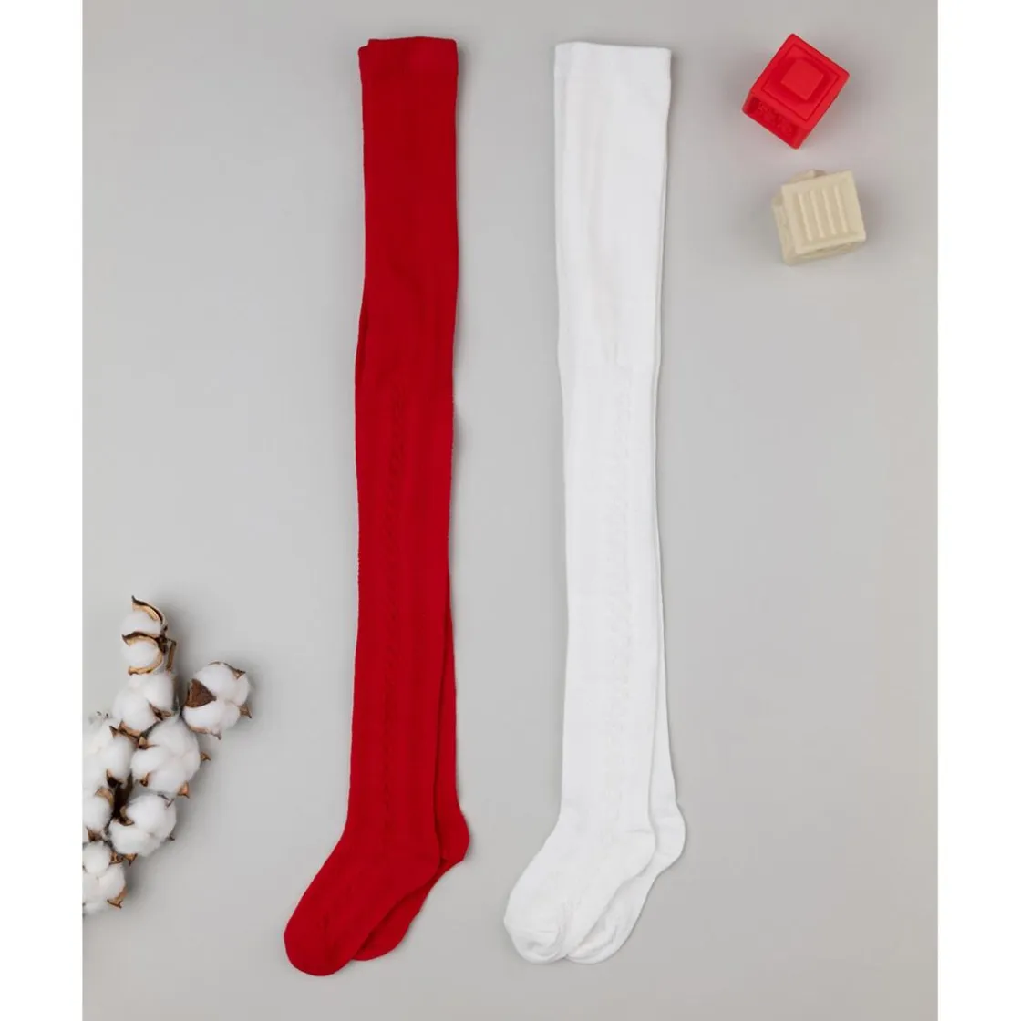 Prenatal Pack 2 leotardos de niña rojo y blanco* Calzado Y Accesorios·Accesorios Y Complementos