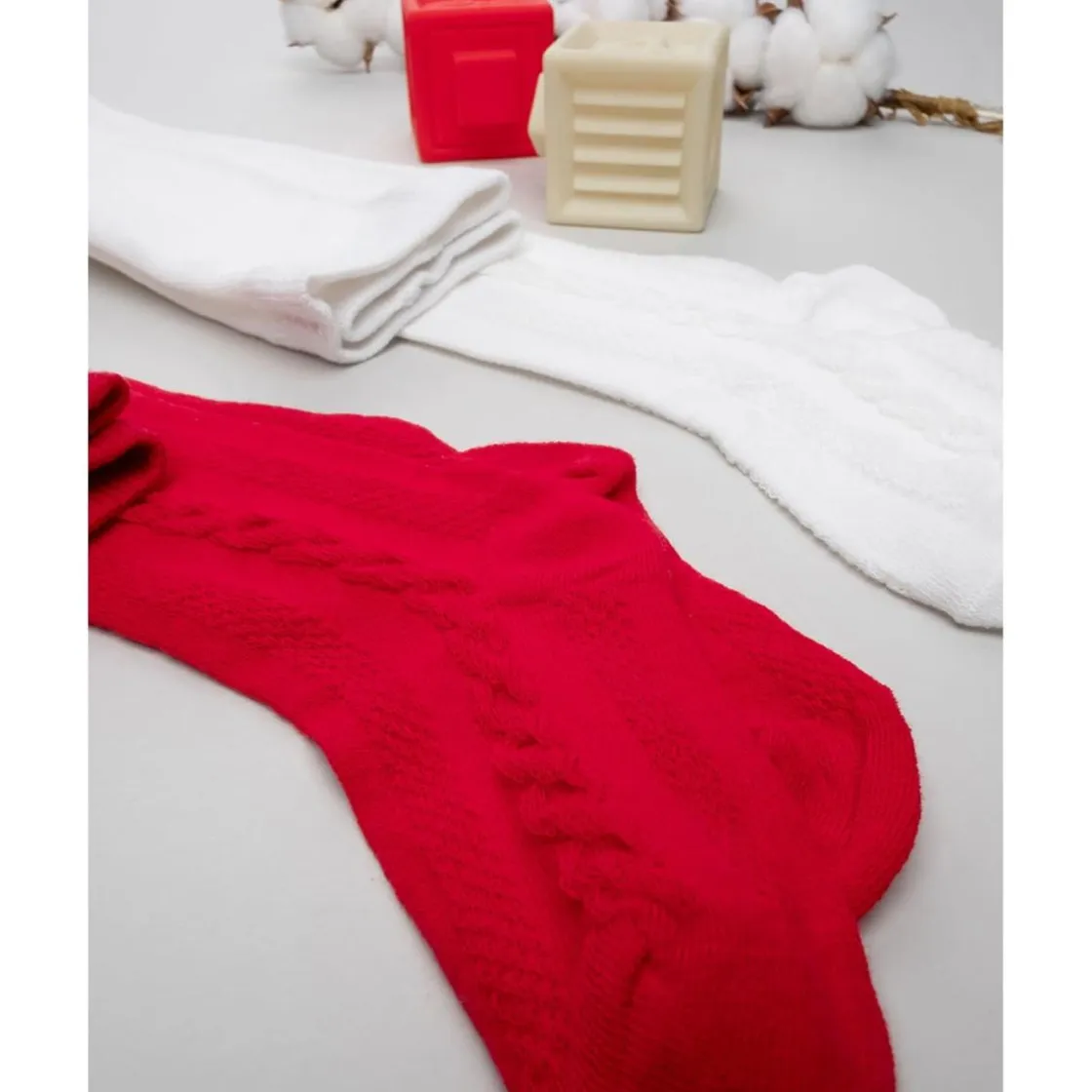 Prenatal Pack 2 leotardos de niña rojo y blanco* Calzado Y Accesorios·Accesorios Y Complementos