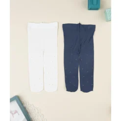 Prenatal Pack 2 leotardos microfibra niña azul y blanco