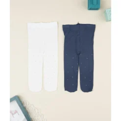 Prenatal Pack 2 leotardos microfibra niña azul y blanco