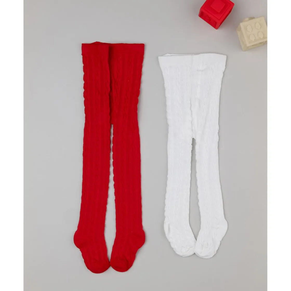 Prenatal Pack 2 leotardos niña rojo y blanco* Calzado Y Accesorios·Accesorios Y Complementos