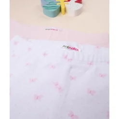 Prenatal Pack 2 pantalones con pies de bebé niña en algodón