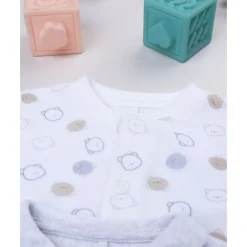 Prenatal Pack 2 pijamas de bebé en terciopelo blanco y gris con ositos