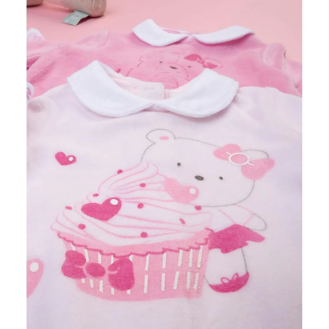 Prenatal Pack 2 pijamas enteros en felpa blanco y rosa