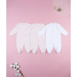 Prenatal Pack 3 pijamas largos de bebé en terciopelo corredino