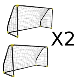 DEVESSPORT Pack 2 porterías plegables negras – 180 × 91 × 120* Vehículos De Batería O A Pedales