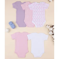 Prenatal Pack5 body manga corta canalé bebé niña