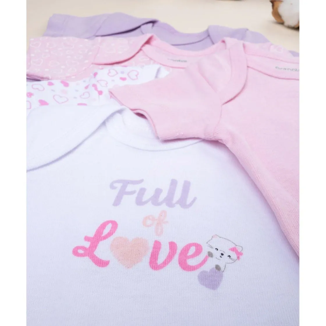 Prenatal Pack5 body manga corta canalé bebé niña