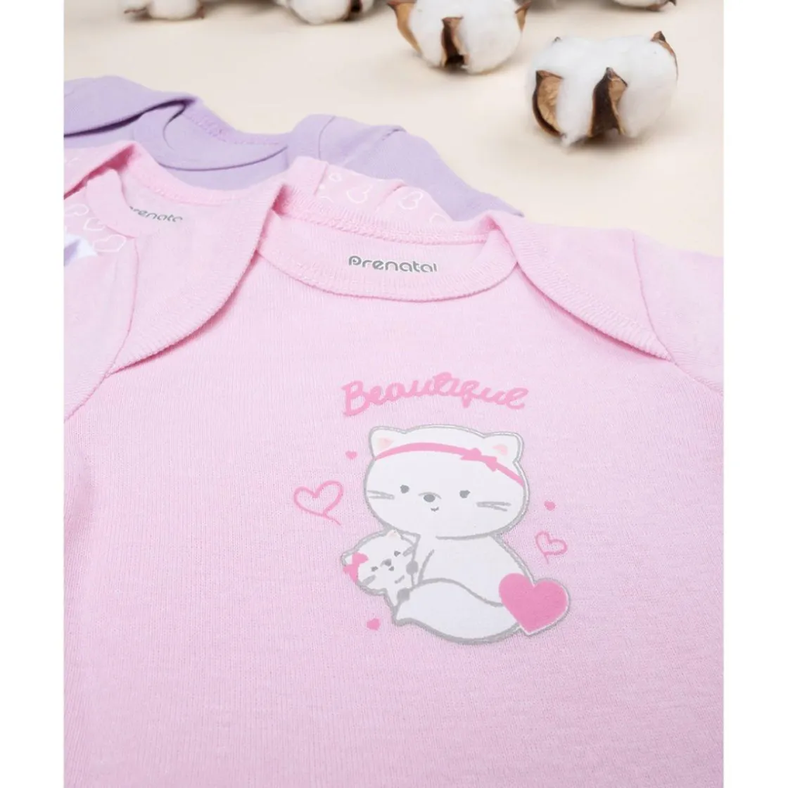 Prenatal Pack5 body manga corta canalé bebé niña