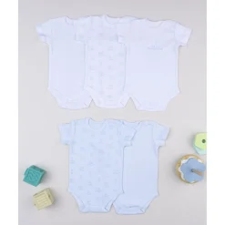 Prenatal Pack de 5 bodies de manga corta blanco y azul* Ropa Y Accesorios·Bodies|Recién Nacido·Ropa Y Accesorios