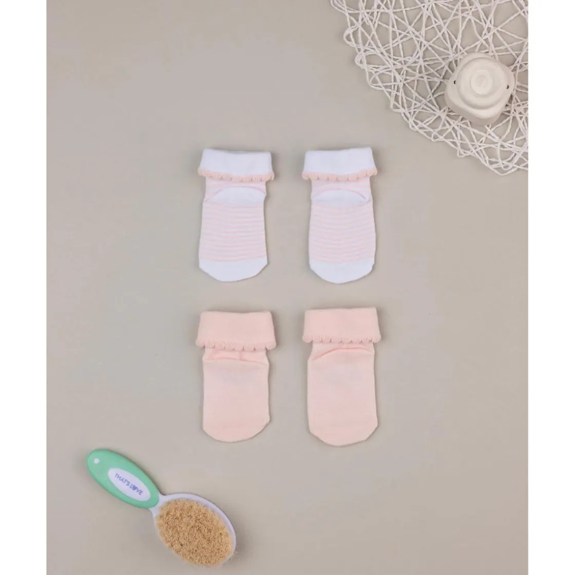 Prenatal Pack de 2 calcetines para recién nacida osita y rayas