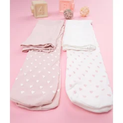 Prenatal Pack de 2 medias para niña rosa/blanco con corazones