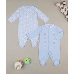 Prenatal Pack de 2 pijamas azules y blancos con inscripciones