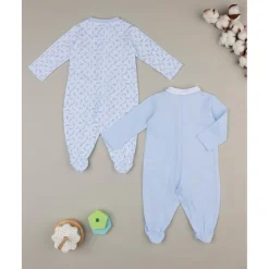 Prenatal Pack de 2 pijamas azules y blancos con inscripciones