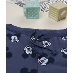 Prenatal Pantalón azul de niño en felpa con estampado de Mickey Mouse