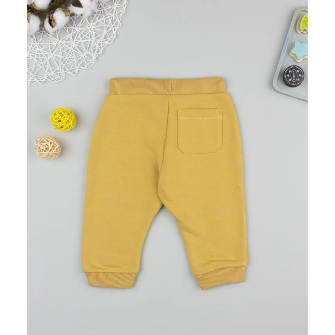 Prenatal Pantalón bebé amarillo ocre felpado