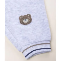 Prenatal Pantalón de terciopelo gris claro con parche de osito