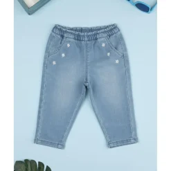 Prenatal Pantalón denim claro niña con flores bordadas* Niña·Bebé Niña 3-36 Meses|Bebé Niña 3-36 Meses·Vaqueros, Pantalones Y Petos