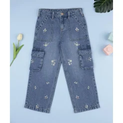 Prenatal Pantalón denim niña florecitas