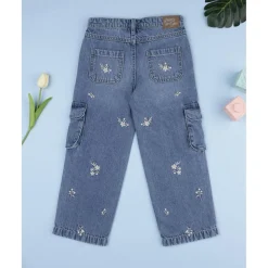 Prenatal Pantalón denim niña florecitas
