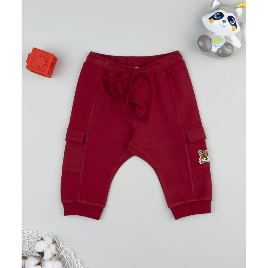 Prenatal Pantalón felpado niño color burdeos