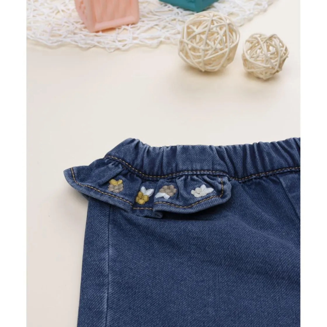 Prenatal Pantalón niña denim con volantes