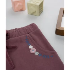 Prenatal Pantalón niña rosa oscuro con bordados florales