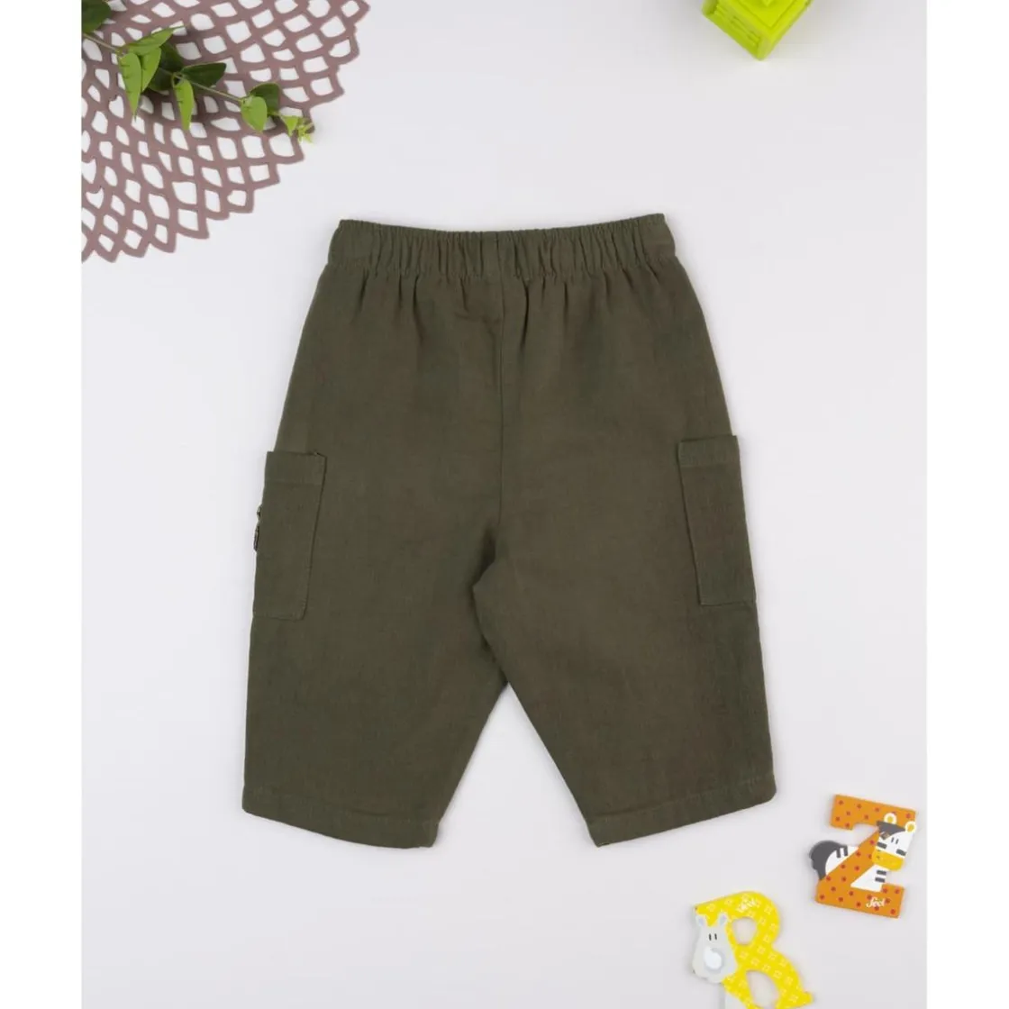 Prenatal Pantalón niño verde con bolsillos cargo y oso* Bebé Niño 3-36 Meses·Vaqueros, Pantalones Y Petos|Niño·Bebé Niño 3-36 Meses