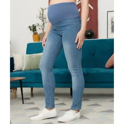 Prenatal Pantalón premamá en denim elástico con banda alta en la cintura* Moda·Pantalones, Faldas Y Leggins|Premamá·Moda