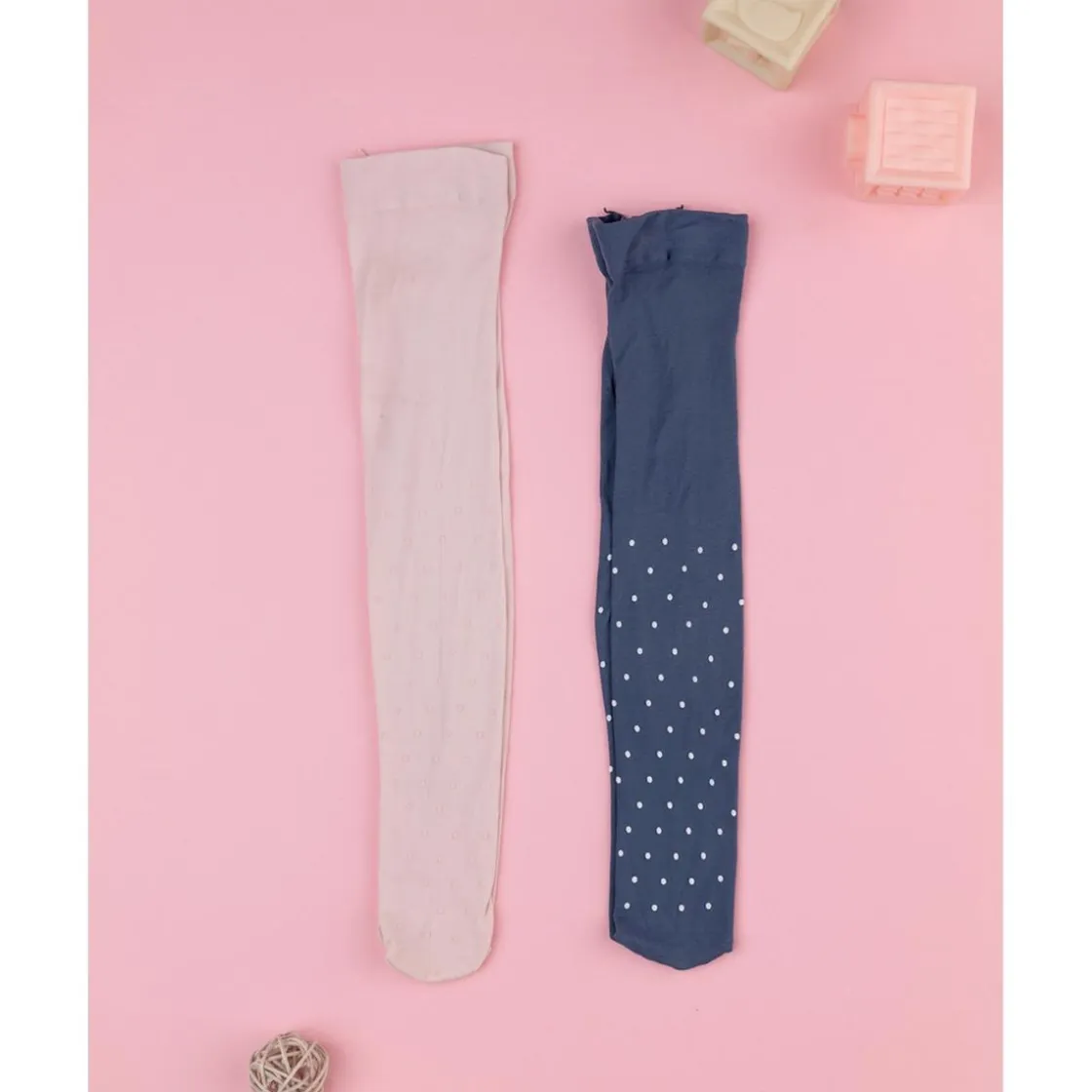 Prenatal Paquete de 2 medias para niña rosa/azul de todo estampado