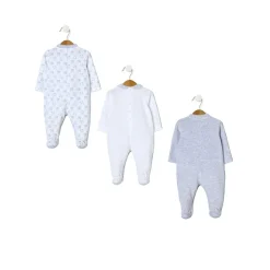 Prenatal Paquete de 3 pijamas de terciopelo gris y crema