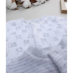 Prenatal Paquete de 3 pijamas de terciopelo gris y crema