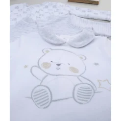 Prenatal Paquete de 3 pijamas de terciopelo gris y crema