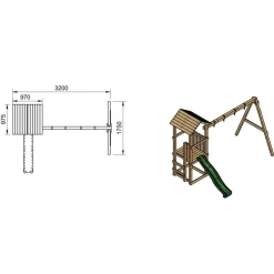MASGAMES Parque infantil Carlit de madera columpios y tobogán