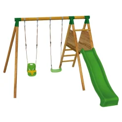 MASGAMES Parque juegos infantil de madera Mauna Loa con asiento para bebé* Columpios