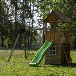 MASGAMES Parque juegos infantil de madera Tibidabo con caseta y columpio doble* Columpios