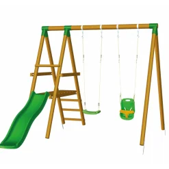 MASGAMES Parque juegos infantil de madera Milos con asiento para bebé* Columpios