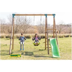 MASGAMES Parque juegos infantil de madera Milos con asiento para bebé* Columpios