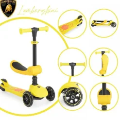 M.C. Patinete Lamborghini 2 en 1 - Amarillo* Motos Y Triciclos