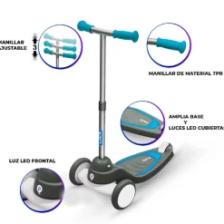 QPLAY Patinete Mika azul con luces LED* Motos Y Triciclos