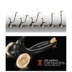 DEVESSPORT Patín Qplay EVO 5‑en‑1 con luces – Color beige* Vehículos De Batería O A Pedales