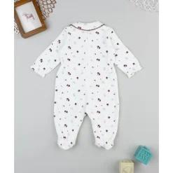 Prenatal Pelele de terciopelo blanco con flores para recién nacida