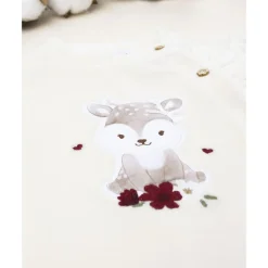 Prenatal Pelele de terciopelo crema con ciervita para recién nacida