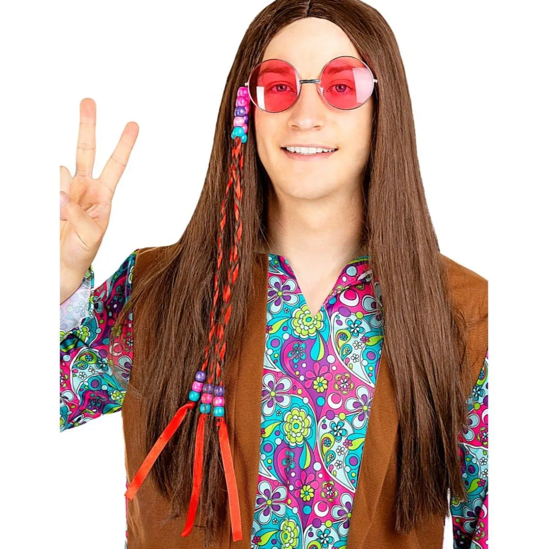Funidelia Peluca de hippie morena