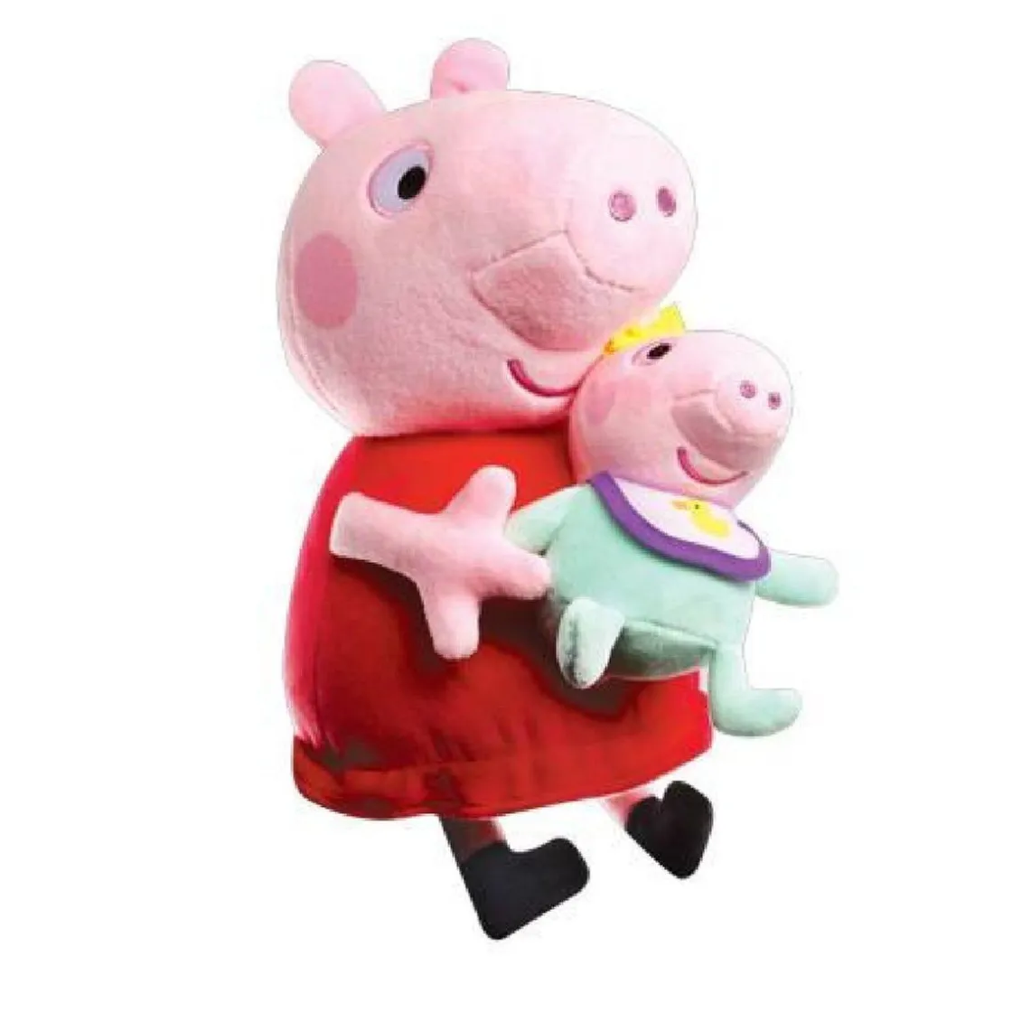 BANDAI Peppa Pig - Peluche Peppa con bebé 25 cm