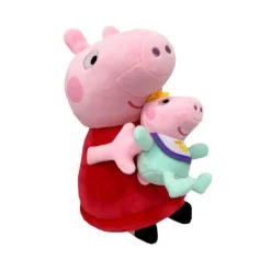 BANDAI Peppa Pig - Peluche Peppa con bebé 25 cm
