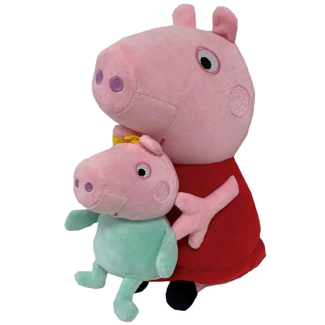 BANDAI Peppa Pig - Peluche Peppa con bebé 25 cm