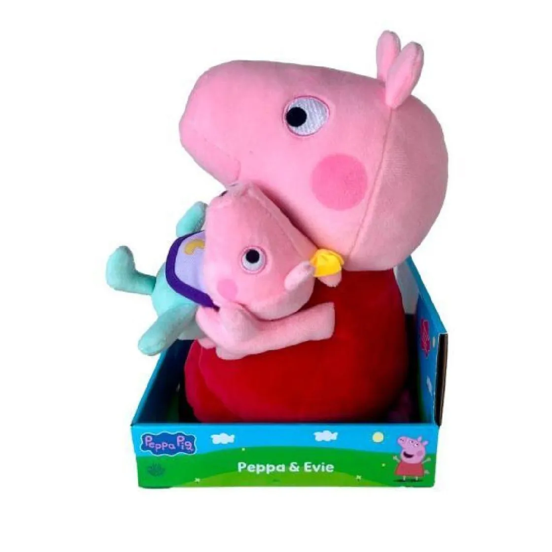 BANDAI Peppa Pig - Peluche Peppa con bebé 25 cm
